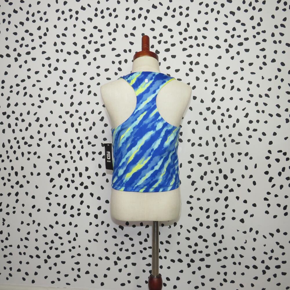 ID Ideology Blue Print Cropped Athletic Girls Tank Top - Picture 3 of 7